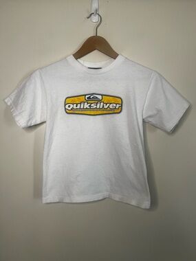 Vintage Y2K Quicksilver White T Shirt Size Youth Kids M 5-6 *FLAWS*